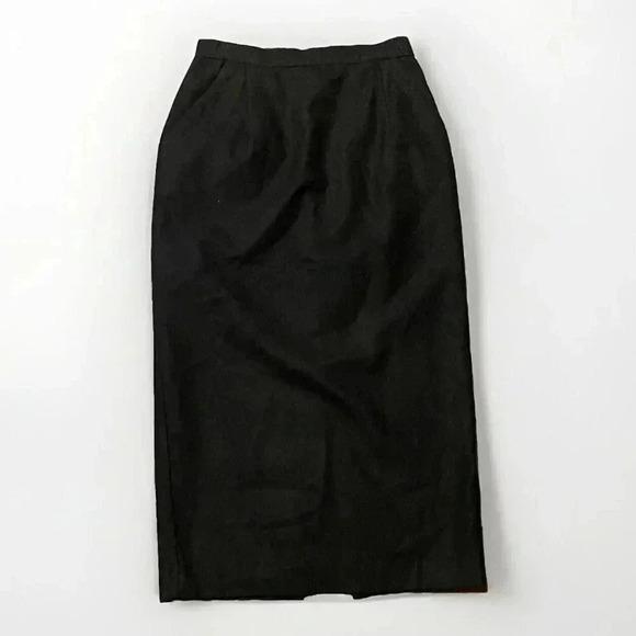 C.E. Stantun Dresses & Skirts - Vintage C.E. Stanton Womans Black‎ Wool Pleated Pocket Long Skirt Small